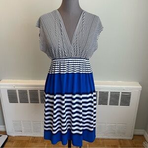 J Valdi horizontal striped v-neck dress